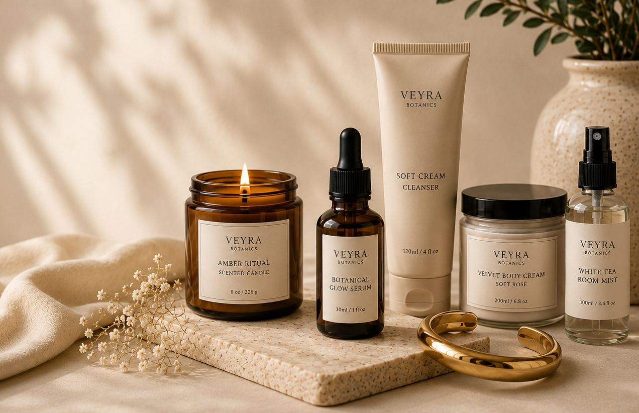 Hervelles Veyra editorial product arrangement